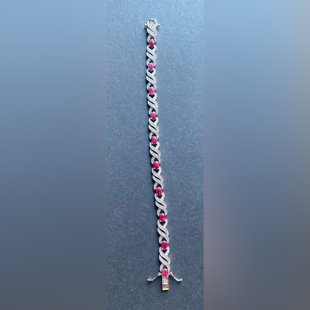Genuine 5.0 ct Ruby and Diamond Accent Bracelet